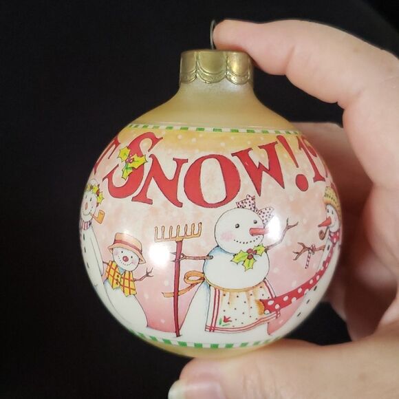 Hallmark Mary Engelbreit "Let It Snow" Snowman Christmas Ornament Dated 1994 - Picture 8 of 13